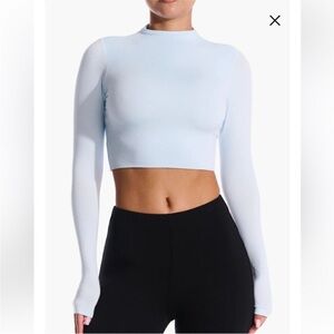 Naked Wardrobe The NW Light Blue Crop Top